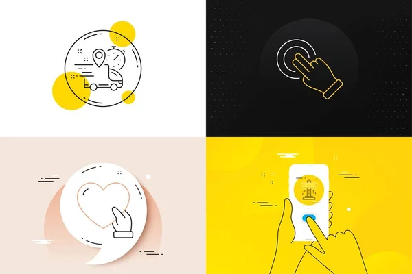 Minimal Set Volunteer Touchscreen Gesture Express Delivery Line Icons Phone — Vettoriale Stock