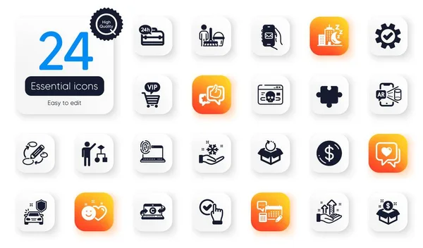 Set Business Flat Icons Service Post Package Dollar Money Elements — Stock Vector