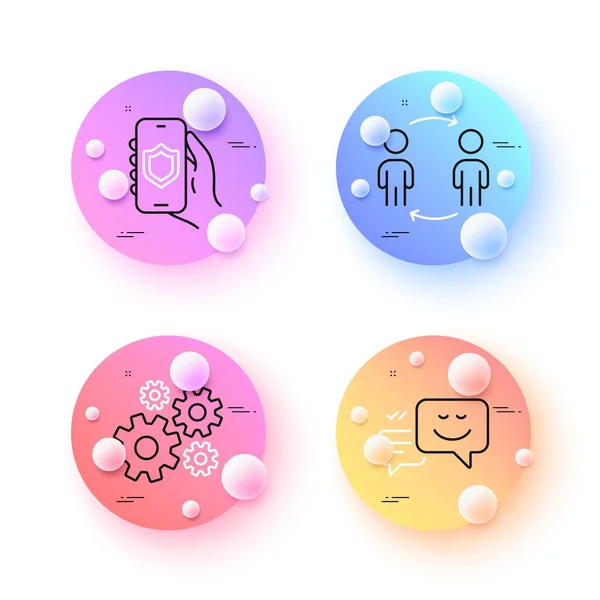 Happy Emotion Cogwheel Workflow Minimal Line Icons Spheres Balls Buttons — 图库矢量图片