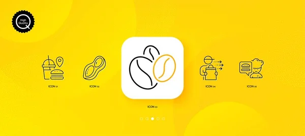 Peanut Fast Food Chef Minimal Line Icons Yellow Abstract Background — Stock vektor