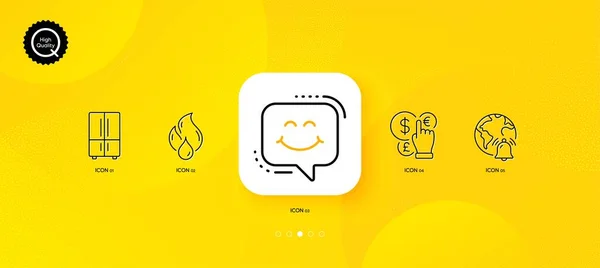 Nternet Tebligatı Buzdolabı Gülümseme Sohbet Simgeleri Sarı Soyut Arkaplan Yanıcı — Stok Vektör