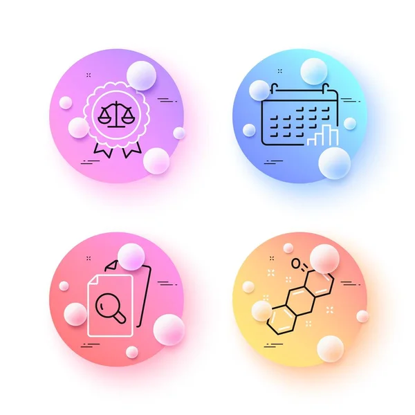 司法スケール 化学式 カレンダーグラフは 最小限の線のアイコンです 3D球やボールボタン アイコンを調べる Web アプリケーション 印刷用 メダル — ストックベクタ
