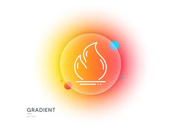 Fire Energy Line Icon Gradient Blur Button Glassmorphism Heating Power — Vector de stock