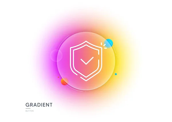 Shield Line Icon Gradient Blur Button Glassmorphism Privacy Secure Sign — Stock Vector