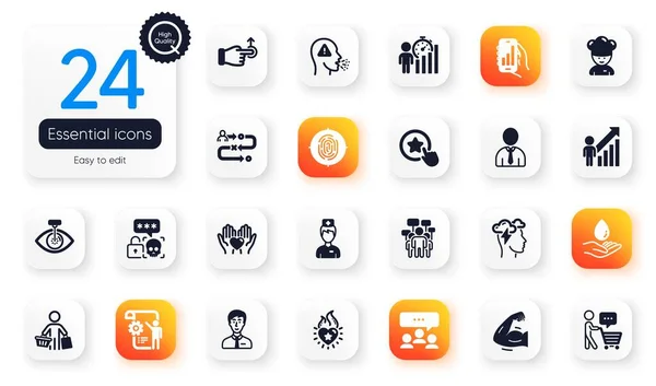 Set People Flat Icons Voting Campaign Cough Strong Arm Elements — Stok Vektör