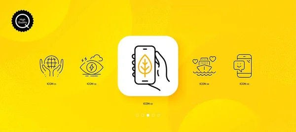 Honeymoon Cruise Organic Tested Ecology App Minimal Line Icons Yellow — Stock Vector