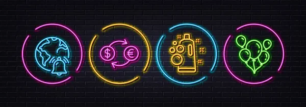 Clean Bubbles Currency Exchange Internet Notification Minimal Line Icons Neon — Stockvektor