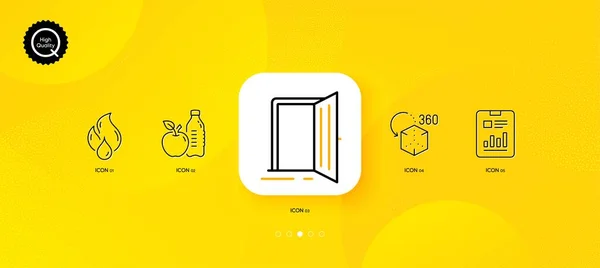 Open Door Augmented Reality Flammable Fuel Minimal Line Icons Yellow — Stock Vector