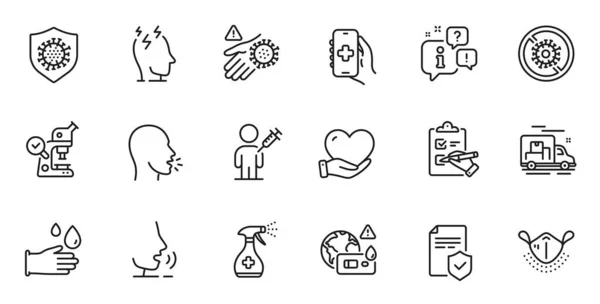 Outline Set Insurance Policy Medical Cleaning Volunteer Line Icons Web — Stock vektor