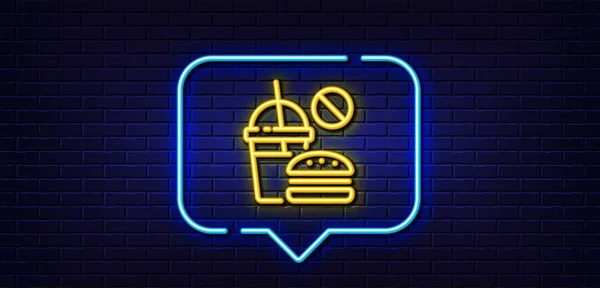 Neon Light Speech Bubble Stop Fast Food Line Icon Hamburger — Stock Vector