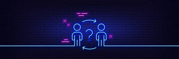 Neon Light Glow Effect Delegate Question Line Icon Teamwork Help — Stock Vector