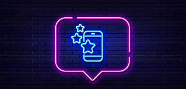 Neon Light Speech Bubble Best App Line Icon Phone Ratings — Stock Vector