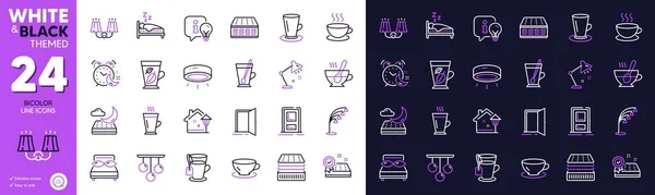 Tea Mug Led Lamp Mattress Line Icons Website Printing Collection — Stock vektor