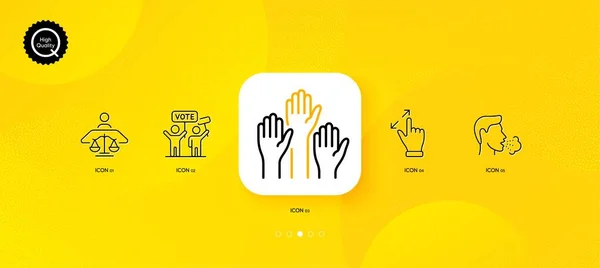 Cough Touchscreen Gesture Voting Campaign Minimal Line Icons Yellow Abstract — Διανυσματικό Αρχείο