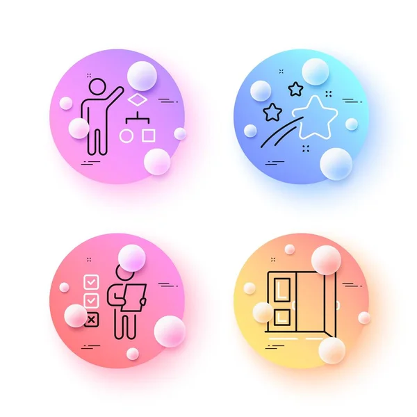 Voting Ballot Algorithm Falling Star Minimal Line Icons Spheres Balls — стоковый вектор