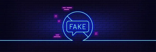 Neon Light Glow Effect Fake News Line Icon Stop Propaganda — Stockvector
