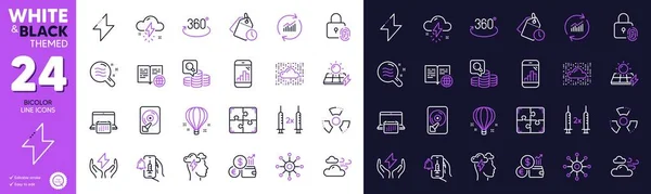 Puzzle Cloud System Mindfulness Stress Line Icons Website Printing Collection — Stock Vector