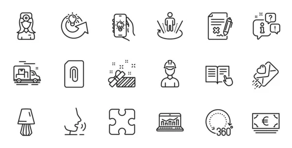Outline Set Share Idea Euro Currency Present Line Icons Web — Stockvector