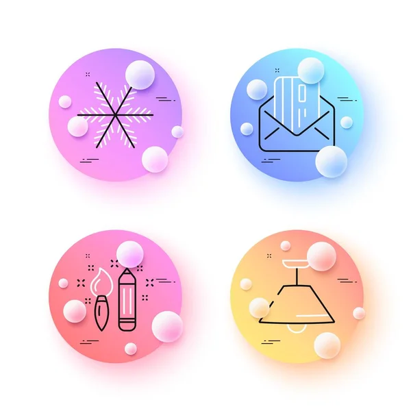 Lámpara Techo Creatividad Copo Nieve Iconos Línea Mínima Esferas Botones — Vector de stock