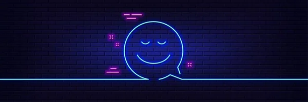 Neon Light Glow Effect Comic Speech Bubble Smile Line Icon — Stock Vector