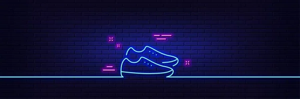 Neon Fényeffektus Cipővonal Ikon Sportcipő Tábla Divatos Tornacipő Szimbólum Neonfényű — Stock Vector