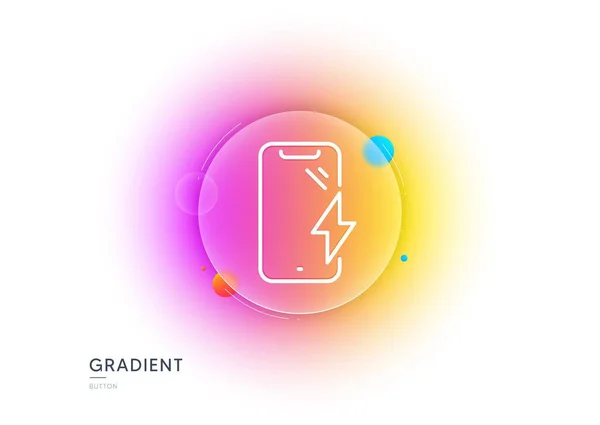 Smartphone Charging Line Icon Gradient Blur Button Glassmorphism Phone Charge — Stock Vector