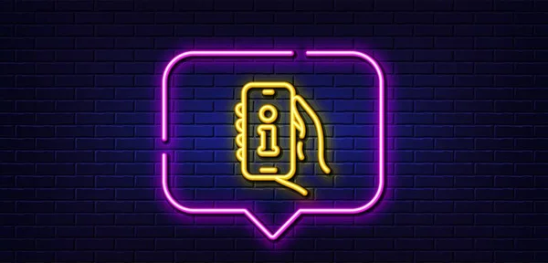 Neon Light Speech Bubble Support Line Icon Phone Information Sign — Stock Vector