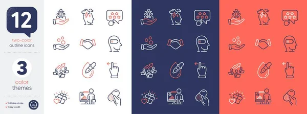 Set Ranking Star Touchscreen Gesture Donation Money Line Icons Include — Stock Vector