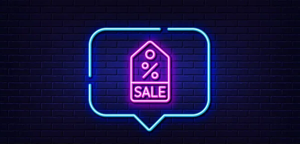 Neon Light Speech Bubble Shopping Tag Line Icon Sale Special — Stock Vector