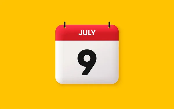 Calendario Fecha Icono Noveno Día Del Mes Icono Fecha Programación — Vector de stock