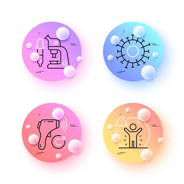 Electronic Thermometer Coronavirus Social Distance Minimal Line Icons Spheres Balls — Stock Vector