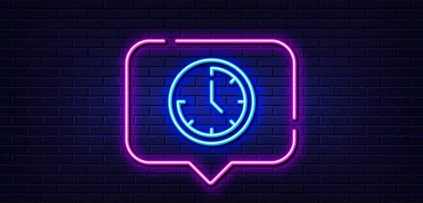 Neonlicht Sprechblase Zeitsystem Symbol Uhrenzeichen Uhrensymbol Hintergrund Neonlicht Die Zeit — Stockvektor