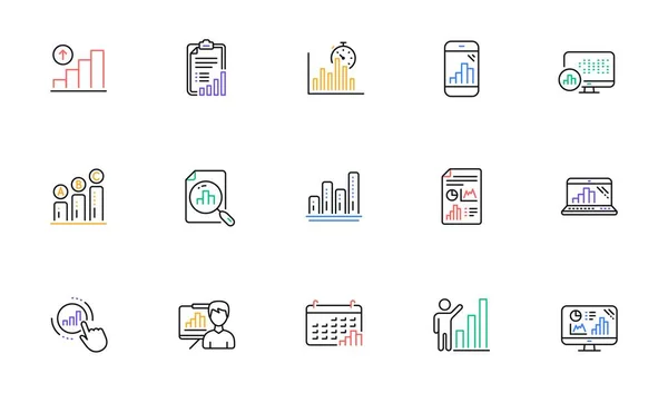 stock vector Graph line icons. Charts and graphs, Presentation and Report. Analytics linear icon set. Bicolor outline web elements. Vector