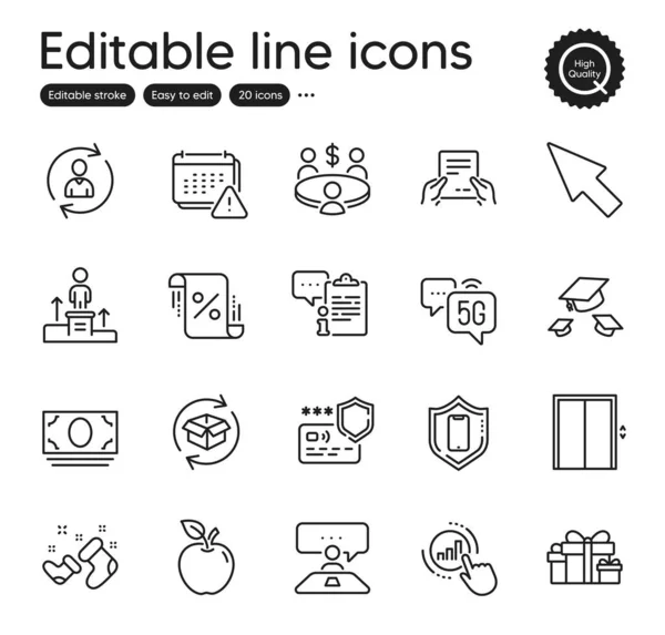 Ensemble Icônes Business Outline Contient Des Icônes Tant Éléments Apple — Image vectorielle