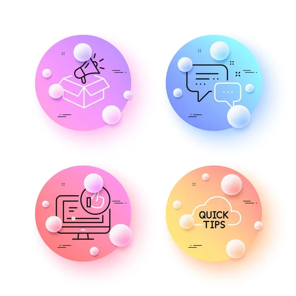 Video Quick Tips Employees Messenger Minimal Line Icons Spheres Balls — Stock Vector