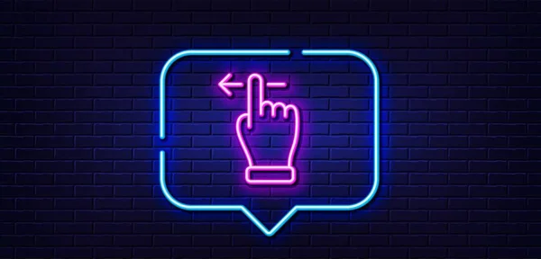 Neon Light Speech Bubble Touchscreen Gesture Line Icon Slide Left — Vector de stock