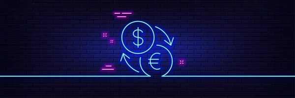 Neon Light Glow Effect Currency Exchange Line Icon Dollar Euro — Stock Vector
