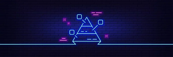 Neon Licht Gloed Effect Piramide Kaart Lijn Icoon Analyse Grafiek — Stockvector