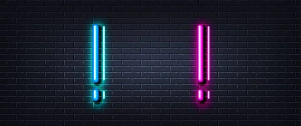 Exclamation Mark Icon Neon Light Line Effect Important Line Typography — Vettoriale Stock