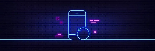 Neon Light Glow Effect Recovery Phone Line Icon Backup Data — Stock Vector