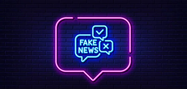 Neon Light Speech Bubble Fake News Line Icon Propaganda Conspiracy — Stock Vector