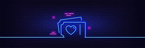 Neonový Světelný Efekt Ikona Řádku Lístků Lásky Valentýna Symbol Párových — Stockový vektor