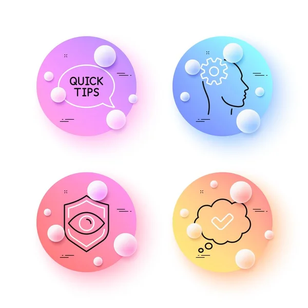 Engineering Approved Eye Detect Minimal Line Icons Spheres Balls Buttons — Stock Vector