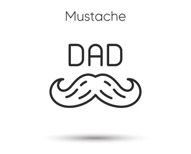Babalar günü çizgisi bıyıklı ikonu. Retro berber tabelası. En iyi baba sembolü. Web ve mobil uygulama için resim. Çizgi stili baba günü ikonu. Kurgulanabilir baba bıyığı. Vektör