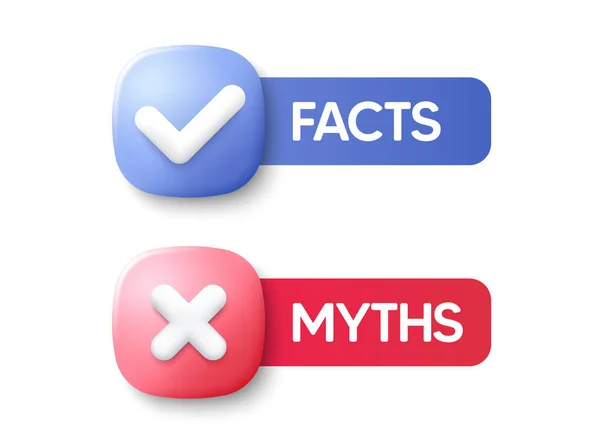 Facts Myths Buttons Check Cross Mark Banner Design Business News — Stock Vector