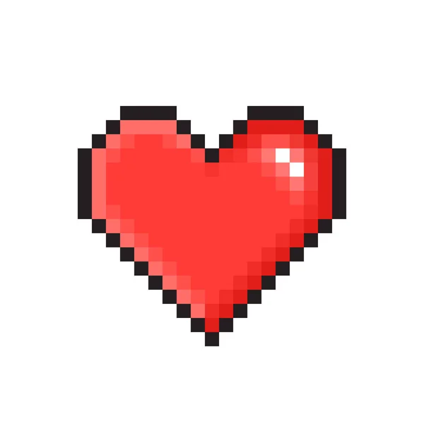 Pikselowa Ikona Czerwonego Serca Miłość Uczucie Zdrowie Życia Lub Walentynki — Wektor stockowy