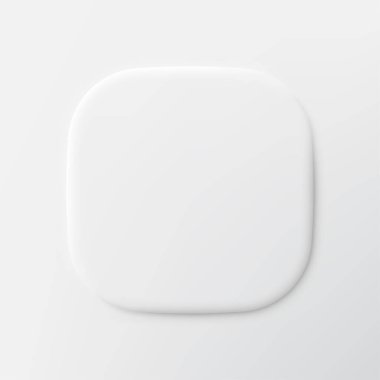 3d kare düğmesi. Sahne arkasını göster. Geometrik şekilli soyut afiş. Web sitesi ürün sunum şablonu. Neumorfik tasarımda en üstteki 3d düğmesi. Vektör