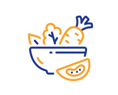 Salata çizgisi ikonu. Sebze burcu. Sağlıklı yemek sembolü. Renkli ince çizgi ana hatları. Doğrusal salata ikonu. Düzenlenebilir felç. Vektör
