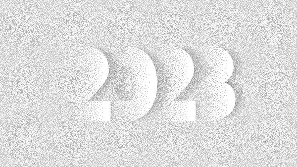 New Year 2023 Grain Design Noise Stipple Dots 2023 Numbers — Stock Vector