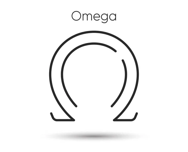 Omega Uppercase Line Icon Last Greek Letter Symbol Ohm Sign — Stock Vector